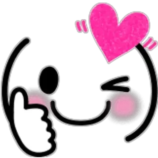 Ⓜ️ 6ba997a2 Emoji, Serce, Kawaii, Słodki, Szczęśliwy, Mrugnięcie, Kciuk w górę whatsapp sticker