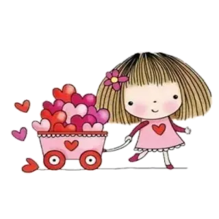 Ⓜ️ 6cf22fb4 dziewczyna, serca, wózek, miłość, dziecięcy, słodki, kreskówka whatsapp sticker