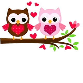 Ⓜ️ 73c8beba sowa, sowy, miłość, serca, ptaki, różowy, walentynki whatsapp sticker