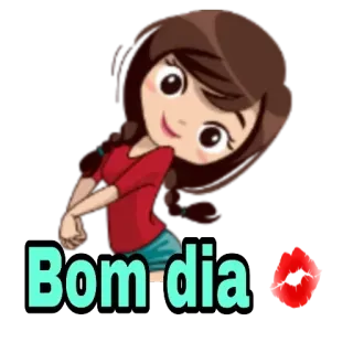 Ⓜ️ d0a17705 Bom-dia kreskówka, powitanie, dzień dobry, dziewczyna, słodkie whatsapp sticker