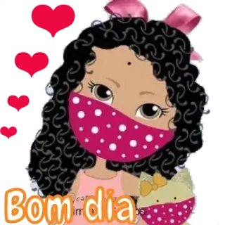 Ⓜ️ e3cead22 Bom dia dziewczyna, maska, serca, kot, dzień dobry whatsapp sticker