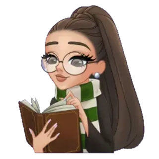 Ⓜ️ e92691d1 harry potter, czytanie, slytherin, ilustracja, szalik, okulary whatsapp sticker