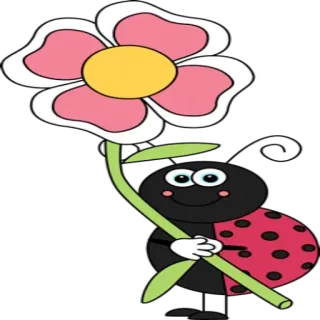 Ⓜ️ f74761bb biedronka, kwiat, kreskówka, słodki, owad whatsapp sticker