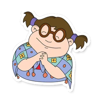 ☺️ 173a0449 cartoon, girl, glasses, pigtails, cute, sticker telegram sticker