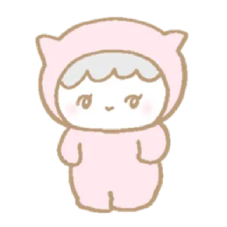 🐱 e36996d4 만화, 귀여운, 카와이, 분홍색, 캐릭터, 후드티 telegram sticker