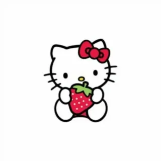 🍓 612c685a Hello Kitty 헬로키티, 고양이, 딸기, 귀여운, 만화, 카와이 whatsapp sticker