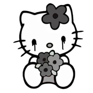 😭 3c960b95 Hello Kitty кот, милый, каваий, мультфильм, цветы whatsapp sticker