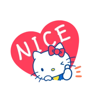 👍 499a157b Hello Kitty NICE сердце, каваий, милый, кот, большой палец вверх whatsapp sticker