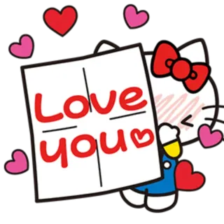 🥺 78d4b36f Hello Kitty Love you любовь, сердечки, милый, Hello Kitty, мультфильм whatsapp sticker
