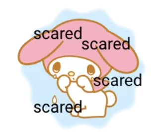 😢 8a342b18 My Melody scared scared scared scared scared sanrio, милый, каваий, кролик, грустный, плачущий whatsapp sticker