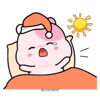 🌅 22ad10f9 schlafend, hamster, cartoon, süß, guten morgen, verschlafen, sonne telegram sticker