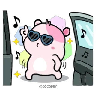 😎 44f0ee9e Hamster, Tier, süß, Herzbrille, Sonnenbrille, Musik, kawaii telegram sticker