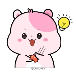 😊 a126897b Hamster, süß, kawaii, Glühbirne, Idee, Cartoon, Tier telegram sticker
