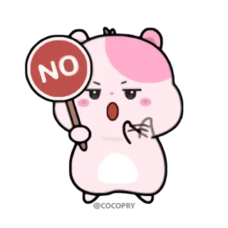 👎 e70e8fe8 NO hamster, süß, wütend, nein, schild, ablehnung telegram sticker