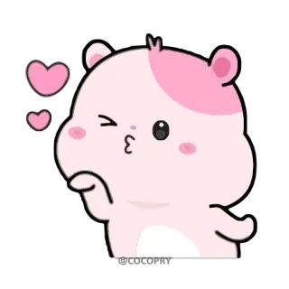 😘 f7eaf20a Hamster, Tier, süß, rosa, Kuss, Herzen, Cartoon telegram sticker
