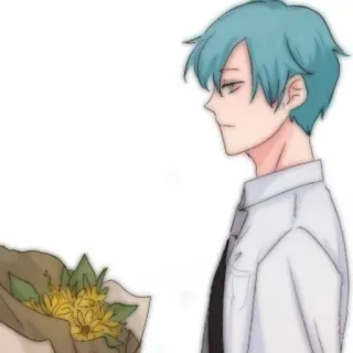 🎧 c99b108c Anime, Blumen, Person, Männlich, Junge, Sonnenblumen, Illustration telegram sticker