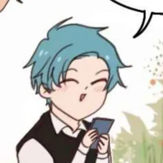 💌 187f77e4 漫画, ちび, アニメ, 可愛い, 青髪, スマホ telegram sticker