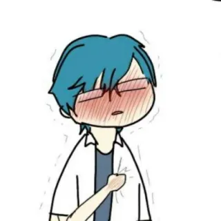 🦕 1ec5c784 Anime, Rumieniec, Niebieski, Kreskówka, Uroczy, Nerwowy telegram sticker