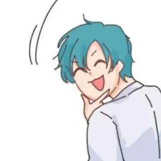 🦕 8a0d44e5 Styl anime, Turkusowe włosy, Kreskówka, Szczęśliwy, Manga telegram sticker