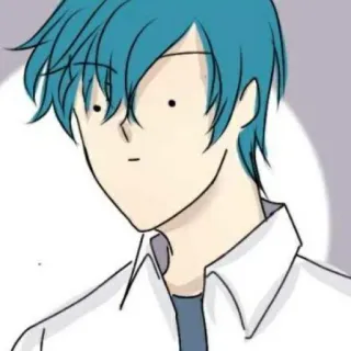 🦕 9bf8cdd6 kreskówka, niebieskie włosy, anime, męski, postać, naklejka telegram sticker