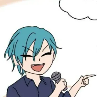 🦕 c8b7147f kreskówka, mikrofon, wskazywanie, śpiewanie, anime telegram sticker