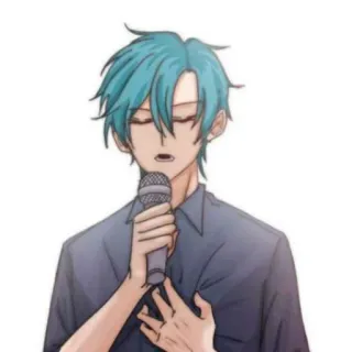 🦕 fbf2b4e8 śpiewanie, mikrofon, kreskówka, anime, postać, występ telegram sticker