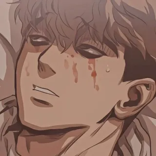 😒 bbbc0fd9 máu, vết thương, người đàn ông, buồn, khuôn mặt telegram sticker