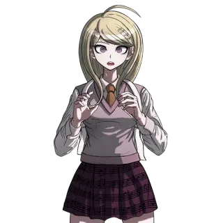 😮 02090437 Kaede Akamatsu Danganronpa V3: Killing Harmony Anime, Nhân vật, Đồng phục học sinh, Tóc vàng, Cô gái telegram sticker