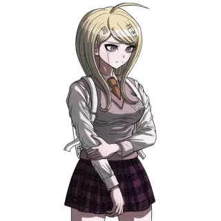 😥 7b7176d2 Kaede Akamatsu Danganronpa V3: Killing Harmony anime, nhân vật, cô gái, đồng phục học sinh, buồn telegram sticker