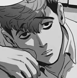 ⛓ 3c1c1f0b Anime, Manga, Postać, Smutny, Monochromatyczny telegram sticker