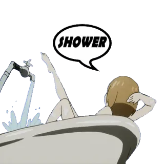 🛀 1596e4ce SHOWER doccia, vasca da bagno, acqua, bagno, pulito, anime telegram sticker