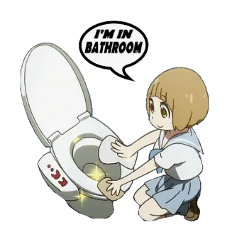 🚽 5ec86986 I'M IN BATHROOM bagno, toilette, pulizia, cartone animato telegram sticker