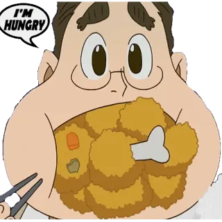 🍏 e689d14b I'M HUNGRY fame, cibo, affamato, mangiare, cartone animato, uomo affamato, persona affamata telegram sticker
