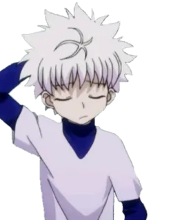 😅 6da2722d Killua Zoldyck Hunter x Hunter 키르아, 헌터x헌터, 애니, 캐릭터, 흰 머리 telegram sticker