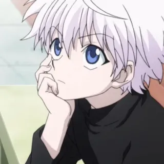🍶 1205a78d Killua Zoldyck Hunter x Hunter アニメ, 男の子, 白い髪, 青い目, キルア, Hunter x Hunter telegram sticker