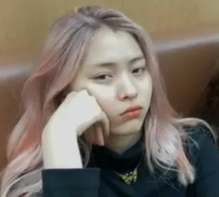 😐 0e2d9ae2 kpop, 女人, 粉色头发, 无聊, 肖像 telegram sticker