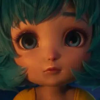 🐾 1017be82 Puppe, Anime, Niedlich, Mädchen, Blaue Haare, Große Augen whatsapp sticker