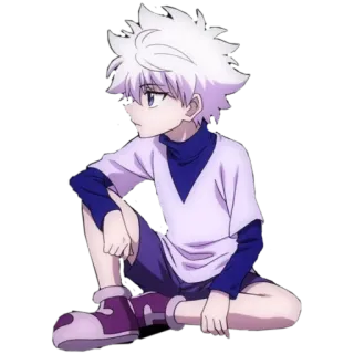 🌿 095339f8 Killua Zoldyck Hunter x Hunter Anime, Con trai, Ngồi, Tóc trắng, Killua, Hunter x Hunter telegram sticker