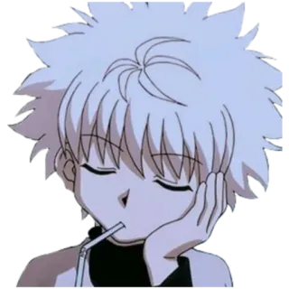 🍆 f30877da Killua Zoldyck Hunter x Hunter killua, hunter x hunter, anime, hoạt hình, uống rượu, tóc trắng telegram sticker