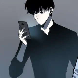 ⚰ 2c7635d0 man, phone, anime, character whatsapp sticker