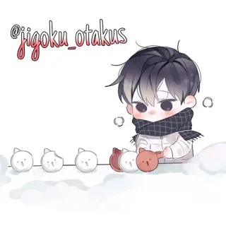 ⚰ 8691bf43 @jigoku_otakus chibi, snowballs, winter, character, cute whatsapp sticker