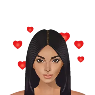 😍 3a78c1c5 kobieta, serca, kreskówka, miłość, piękno telegram sticker