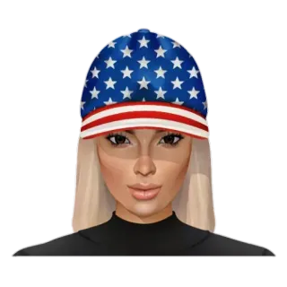 😁 93e69daf kobieta, kapelusz, flaga ameryki, gwiazdy, paski telegram sticker