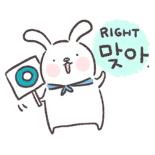 🐰 52393f6b RIGHT
맞아 заяц, кролик, милый, корейский, право, текст whatsapp sticker