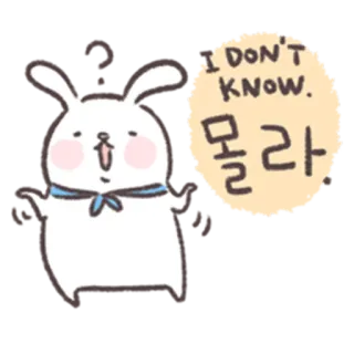 🐰 fbaf12de I DON'T KNOW.
몰라 кролик, милый, не знаю, корейский whatsapp sticker