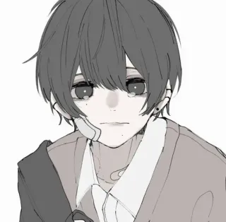 😭 47ece7f1 Anime, Chico, Triste, Monocromo, Ilustración, Pendiente whatsapp sticker