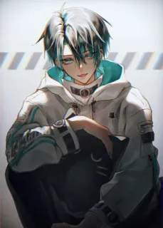 🪖 919a4ccf Anime, Manga, Chico, Sudadera con capucha, Gato, Ilustración whatsapp sticker