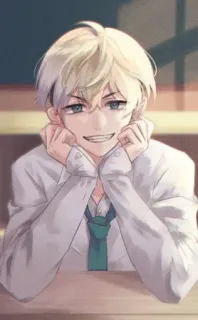 😇 c66d9ffc anime, chico, sonriendo, retrato, personaje whatsapp sticker