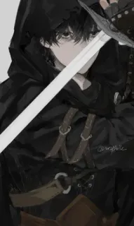 🙂 c73d240d Anime, Espada, Capucha, Fantasía, Personaje whatsapp sticker