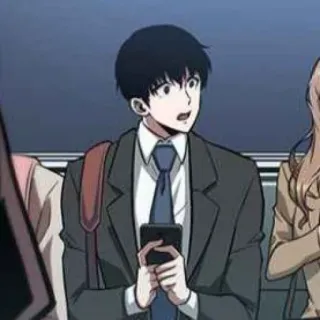 🃏 7021c123 动漫, 男人, 西装, 手机, 角色 telegram sticker